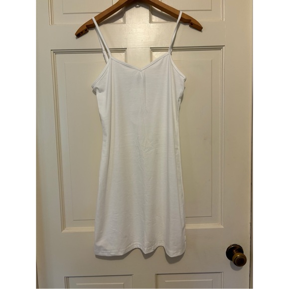 Floral embroidered dress sheer white short sleeve spaghetti strap coverup party - Picture 3 of 13